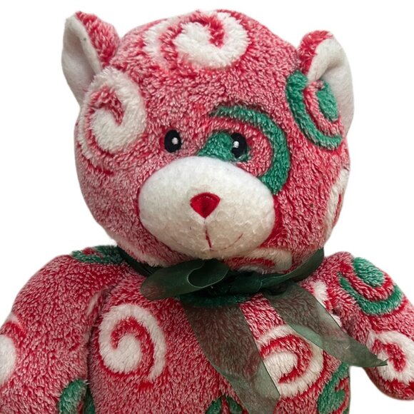 CANDY CANE COLORED TEDDY BEAR STUFFED ANIMAL 15 1/2" LONG - Picture 4 of 7